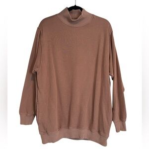 Aerie Oversized Mock Neck Pullover Sweatshirt in Mauve- Size S